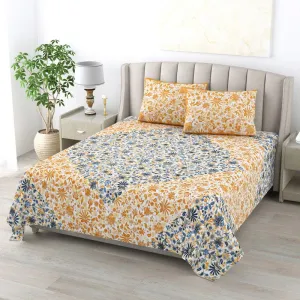 Stevie Floral Bedsheet - Blue & Yellow