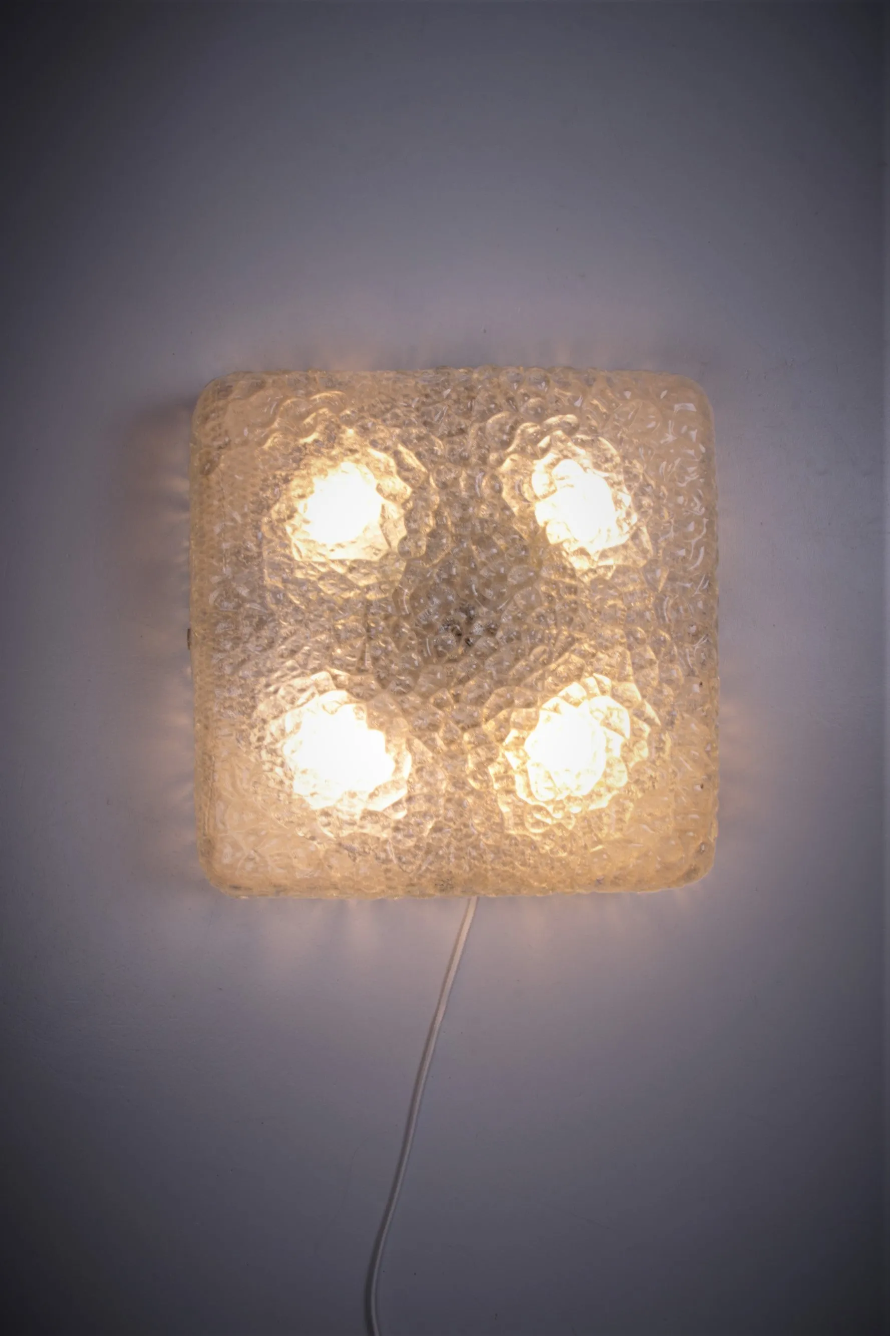 Stunning Vintage Ceiling Lamp with Ice Glass Shade from Kaiser Leuchten, 1960s