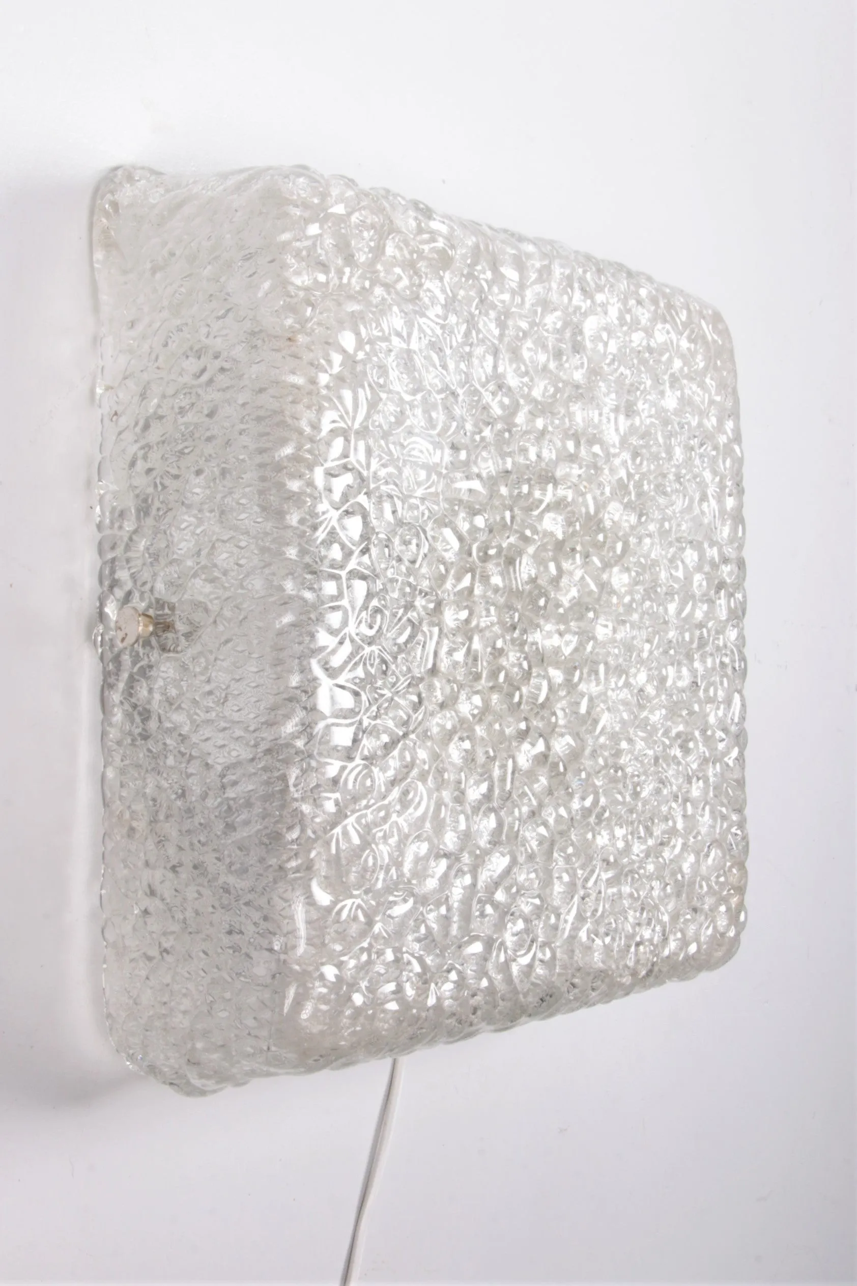 Stunning Vintage Ceiling Lamp with Ice Glass Shade from Kaiser Leuchten, 1960s