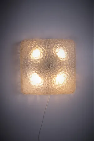 Stunning Vintage Ceiling Lamp with Ice Glass Shade from Kaiser Leuchten, 1960s