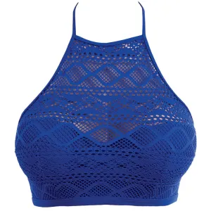Sundance Cobalt Blue High Neck Crop Swim Top - Freya Swim