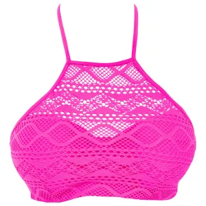 Sundance Hot Pink High Neck Crop Swim Top - Freya Swim