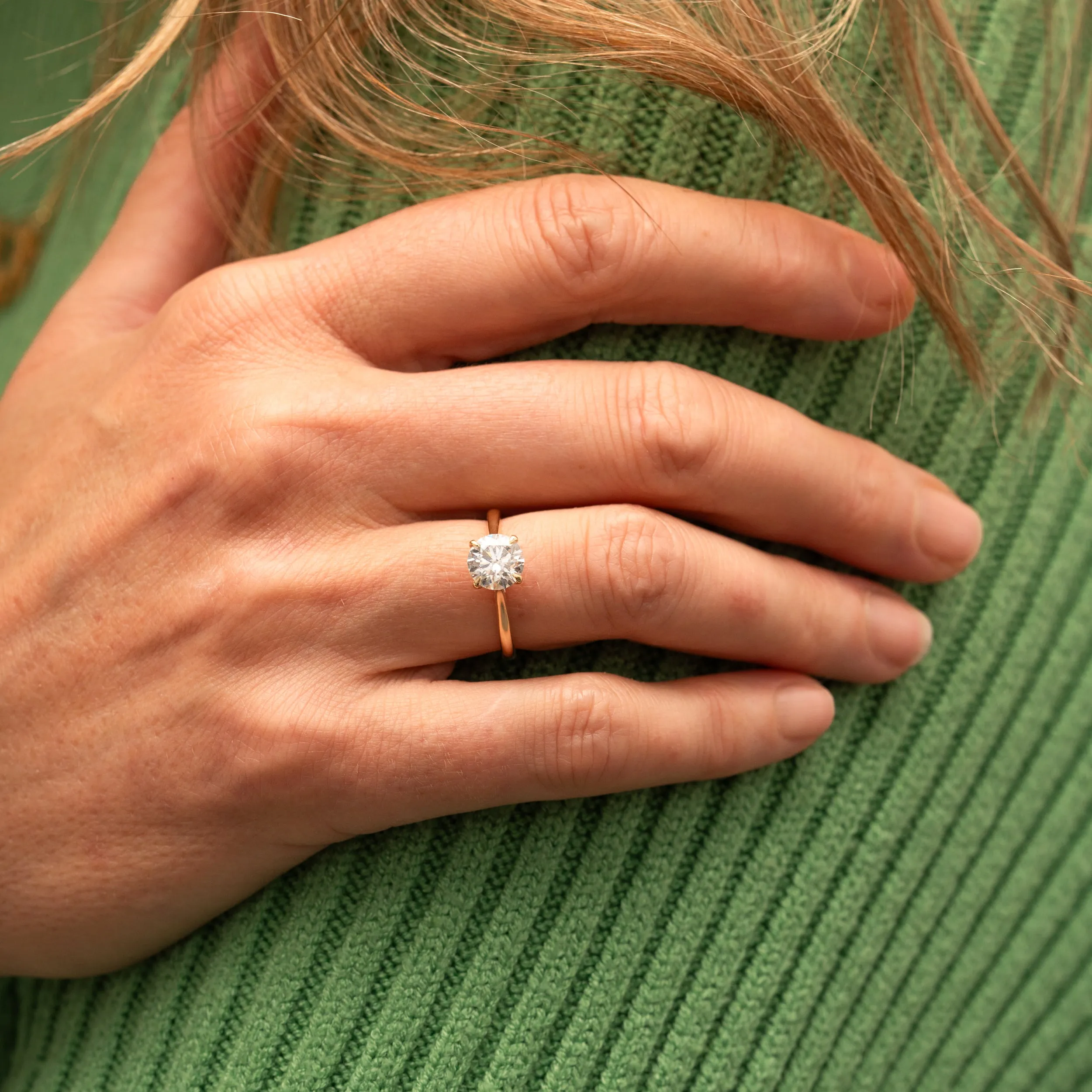 The Flor Ring | Round Lab Diamond Engagement Hidden Halo Solitaire