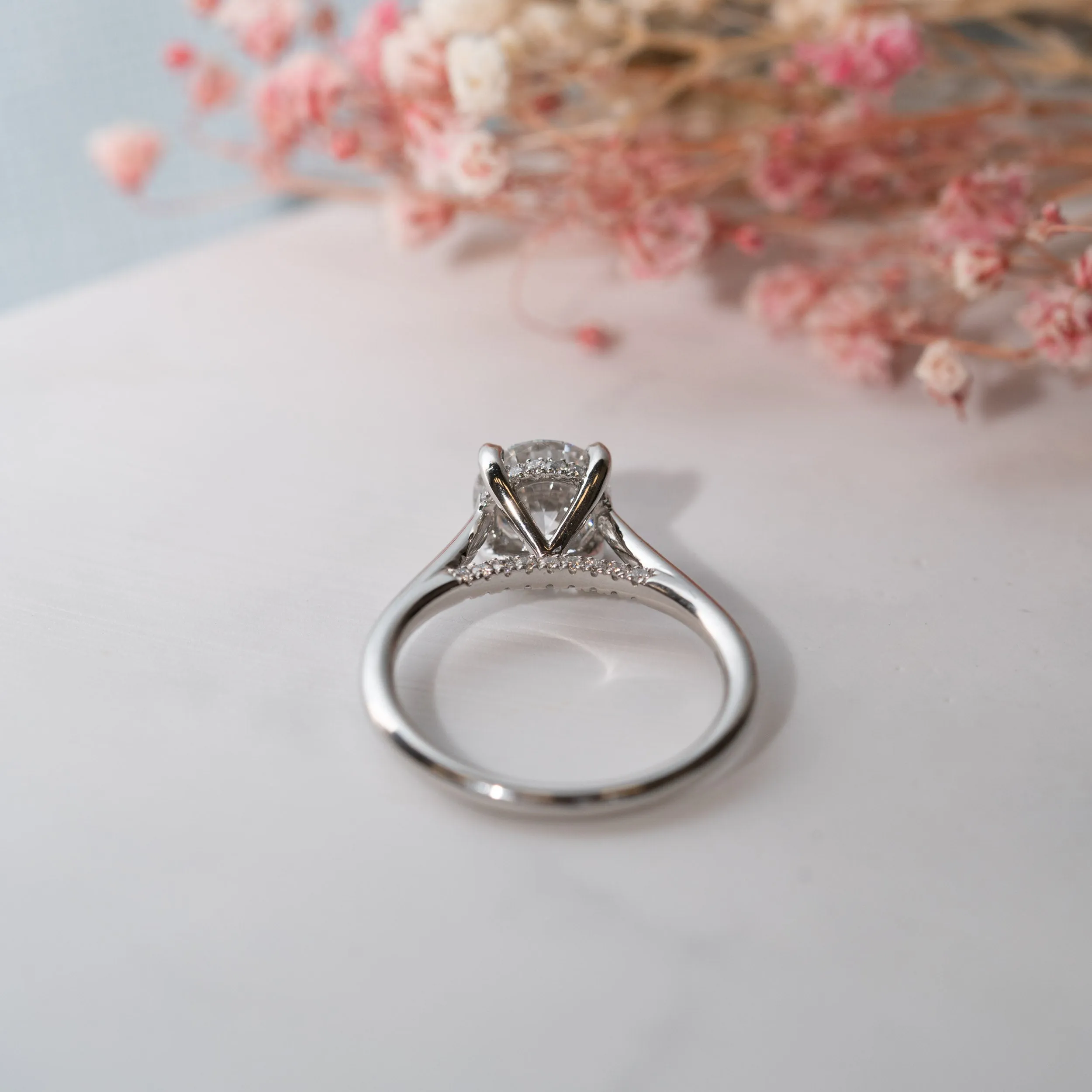 The Flor Ring | Round Lab Diamond Engagement Hidden Halo Solitaire