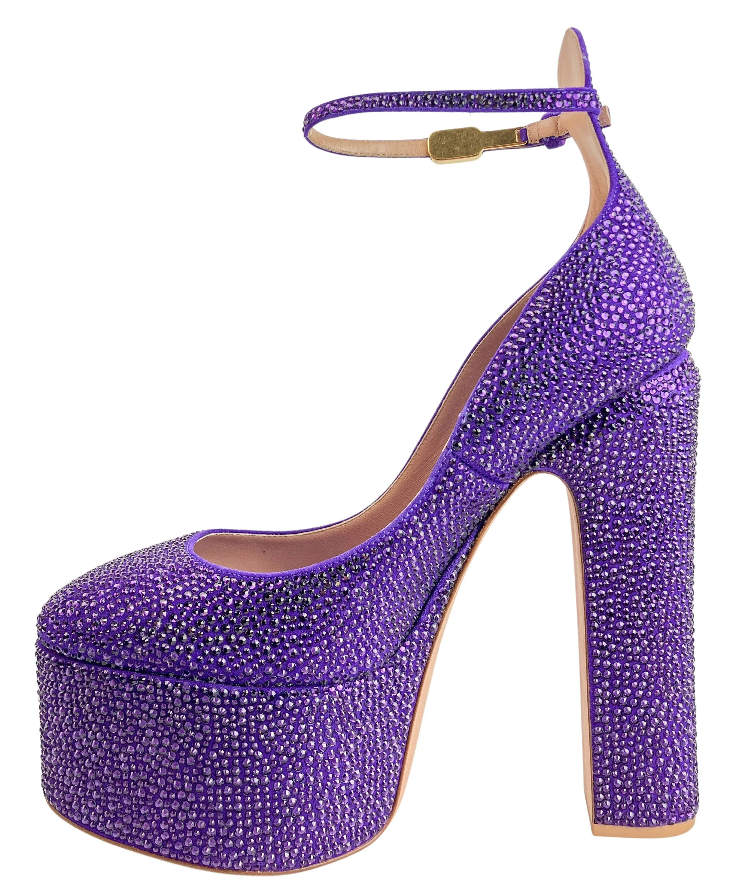 Valentino Embellished Tan-Go Platform Pumps in Purple