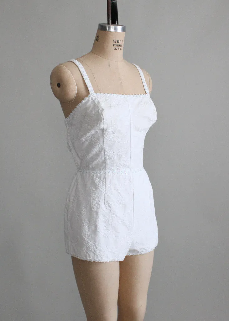 Vintage 1950s White Playsuit Swimsuit