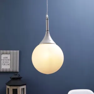 White Metal Hanging Light - 8-INCH-DOOM-MF - Included Bulb