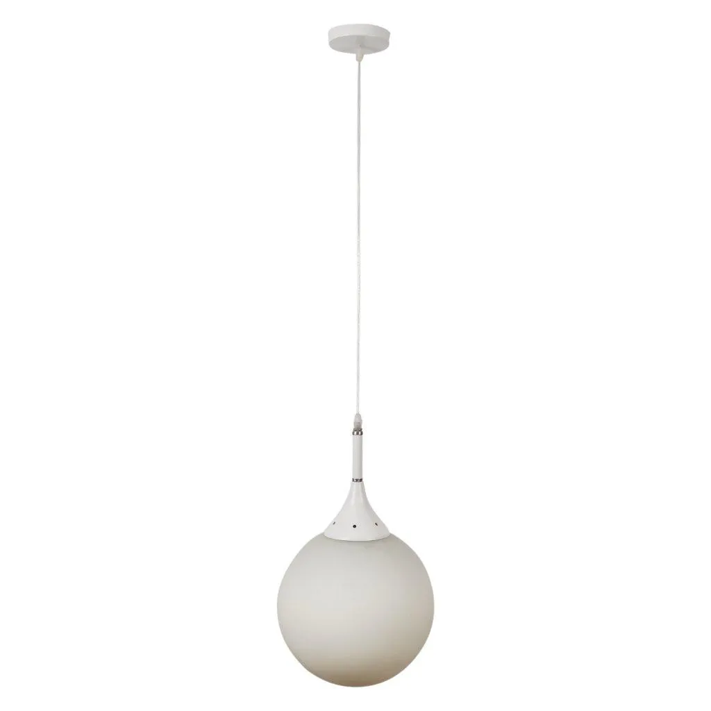 White Metal Hanging Light - 8-INCH-DOOM-MF - Included Bulb