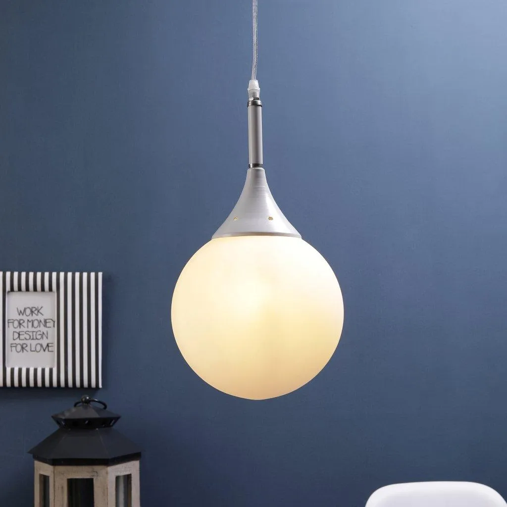White Metal Hanging Light - 8-INCH-DOOM-MF - Included Bulb