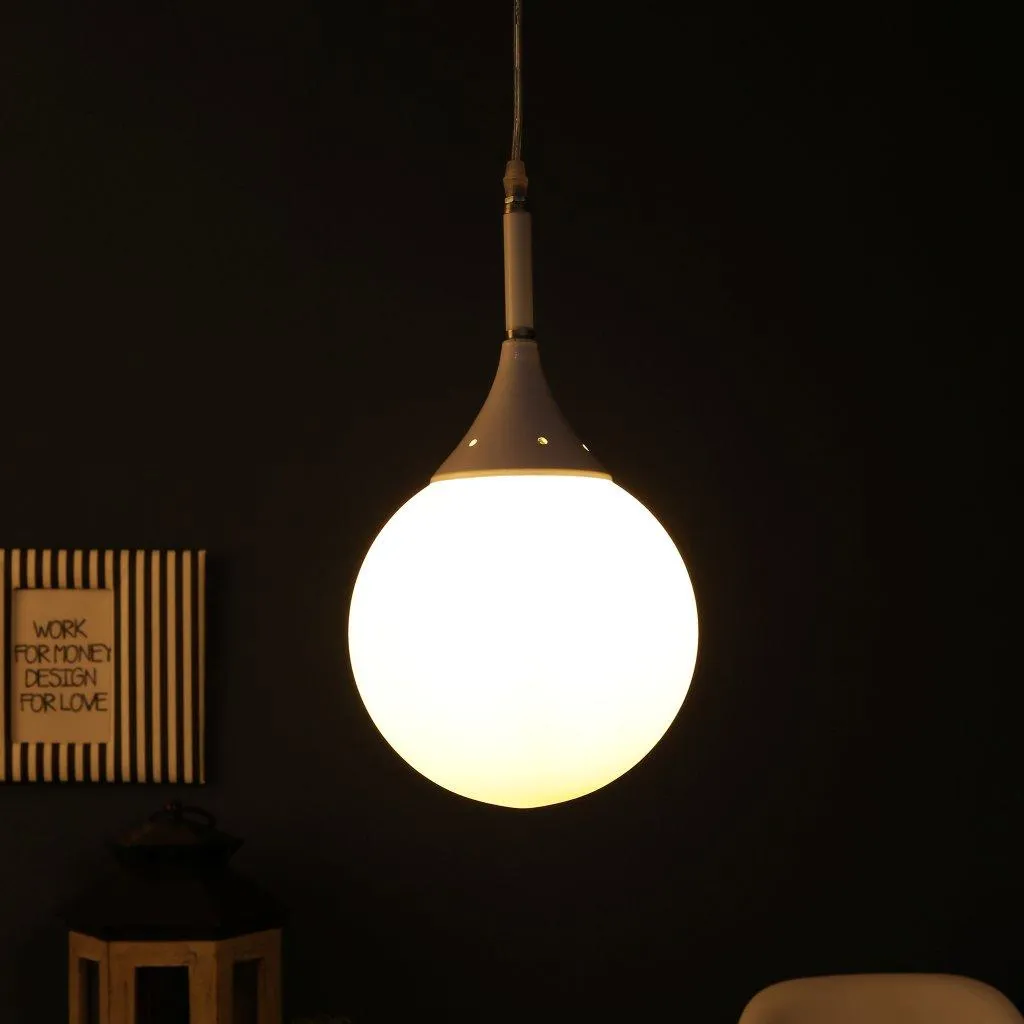 White Metal Hanging Light - 8-INCH-DOOM-MF - Included Bulb