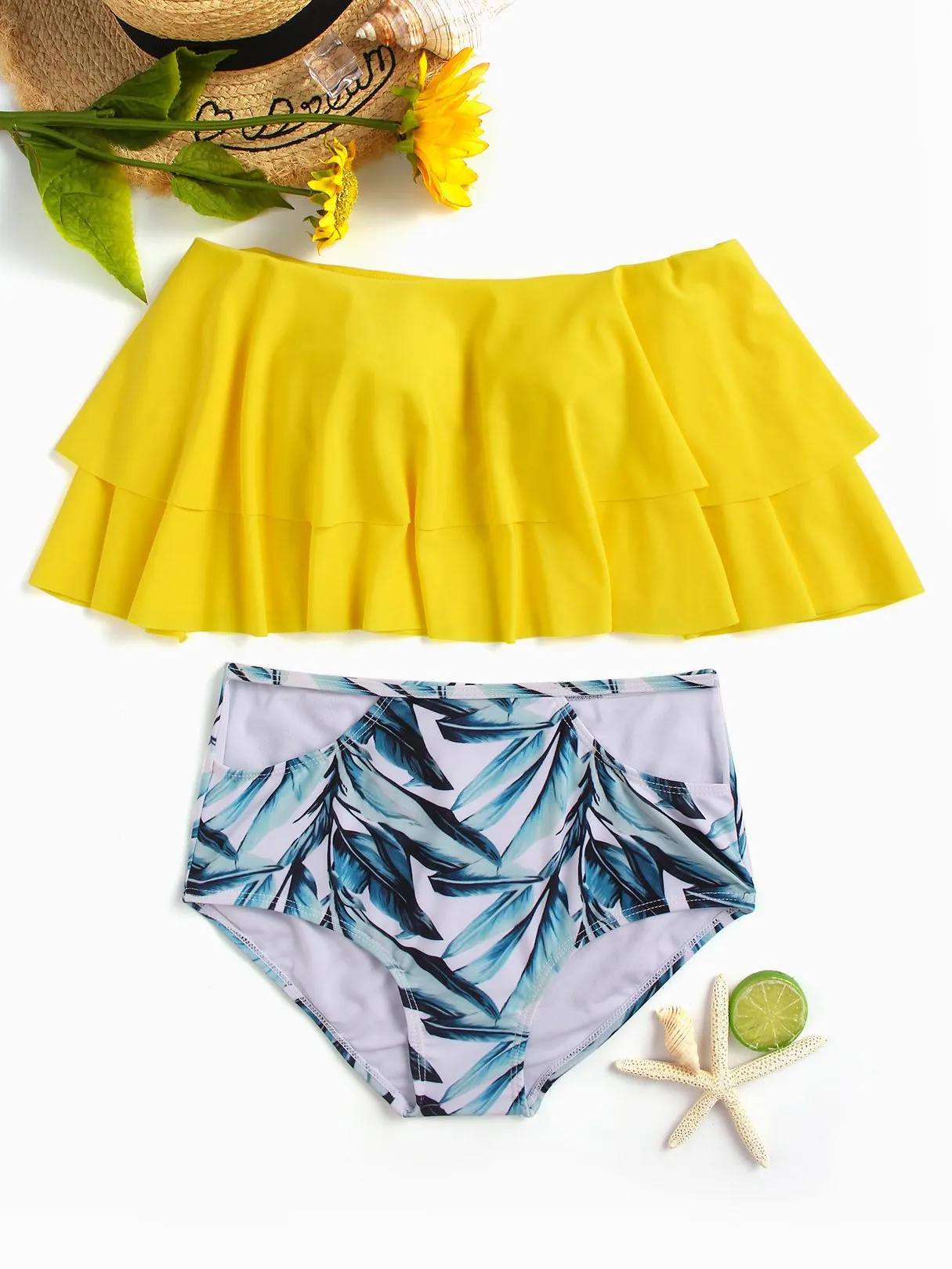 Wholesale Off The Shoulder Short Sleeve Floral Print Backless Bikinis