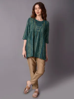 Women Teal Geometric Printed Kurti