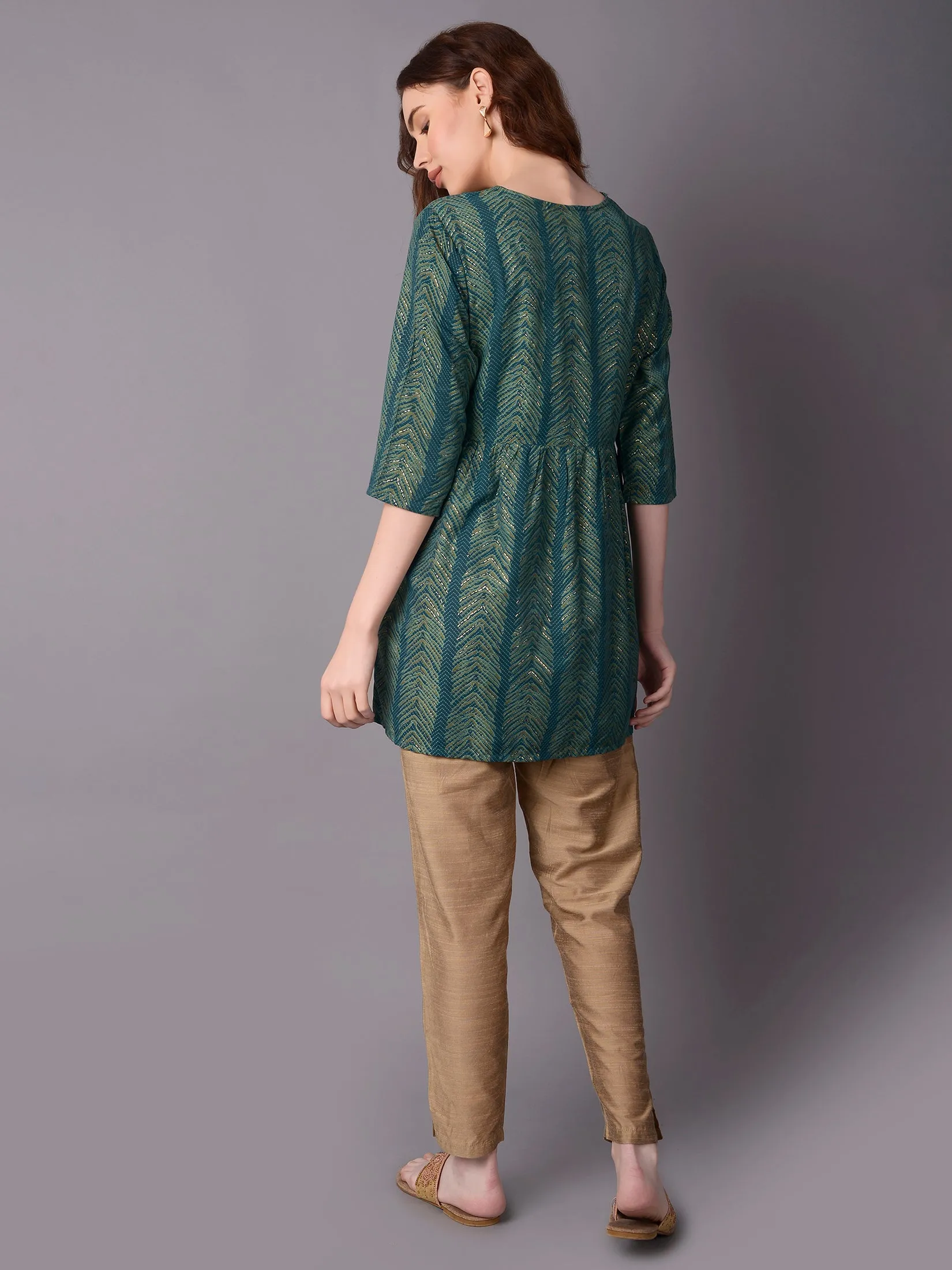 Women Teal Geometric Printed Kurti
