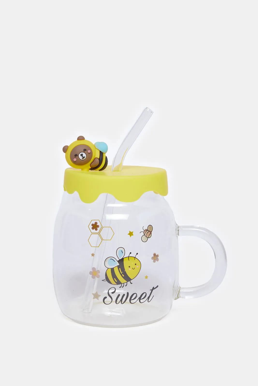 Yellow Bee Print 2 Piece Maison Jar (220ml)
