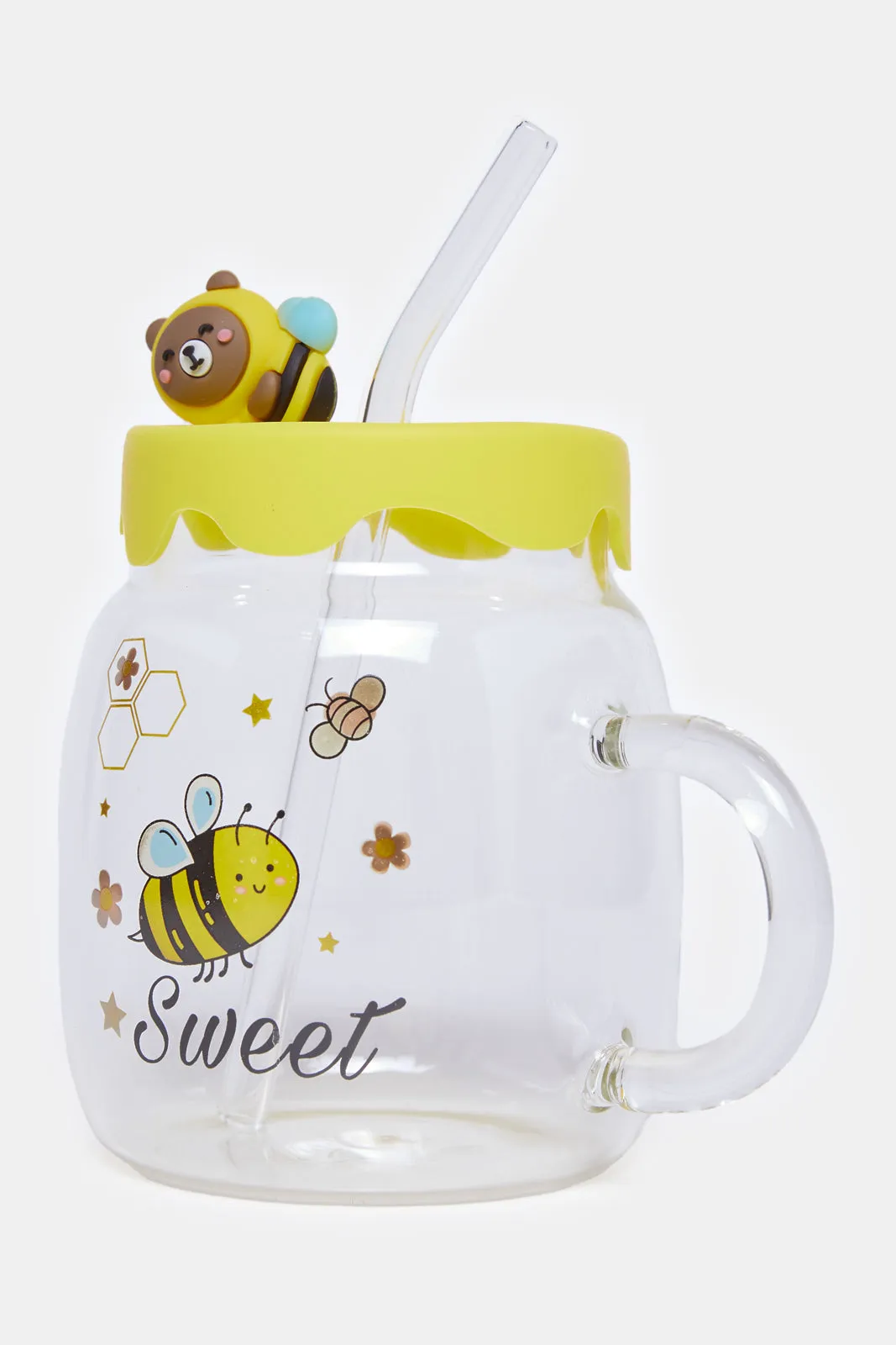 Yellow Bee Print 2 Piece Maison Jar (220ml)