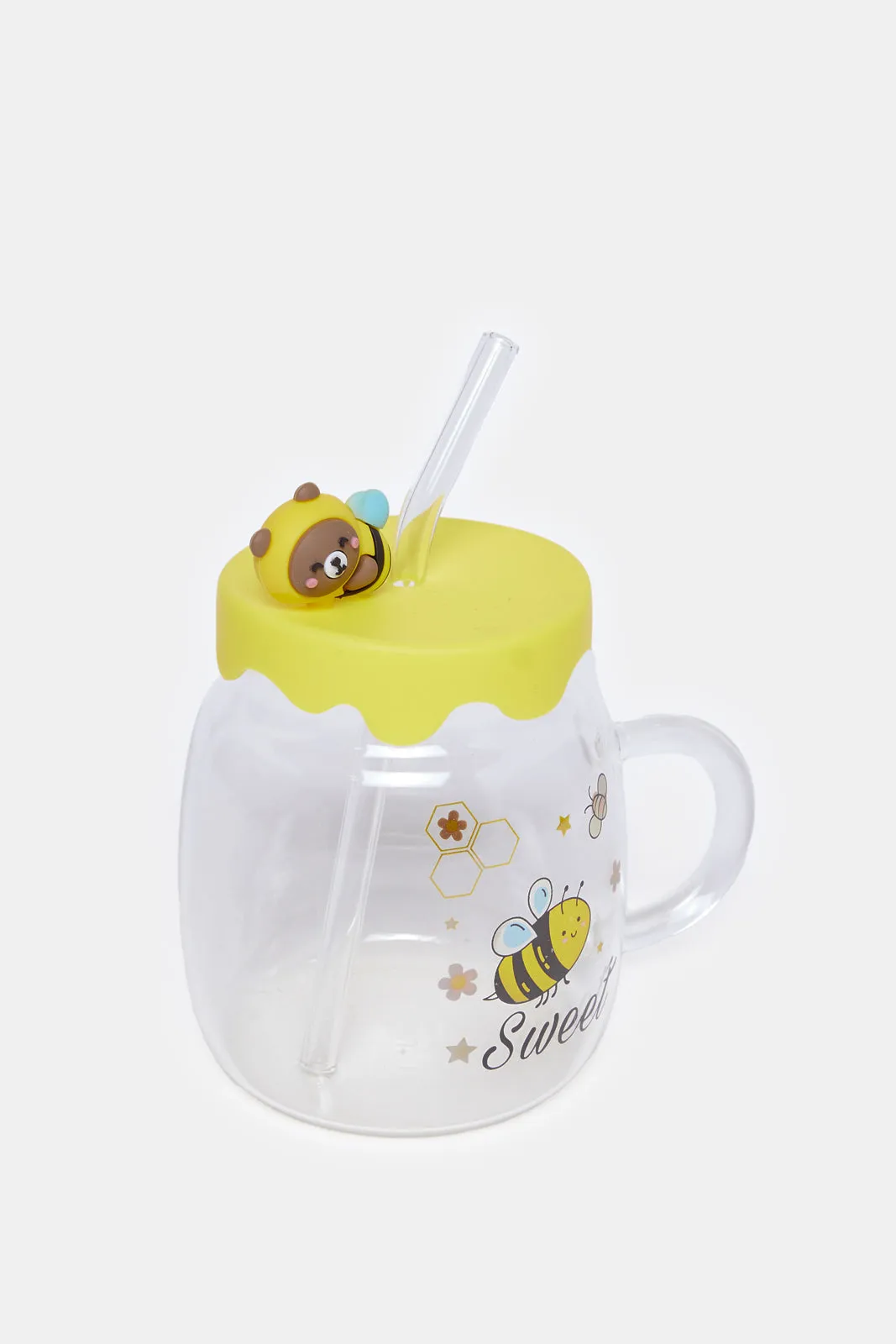 Yellow Bee Print 2 Piece Maison Jar (220ml)
